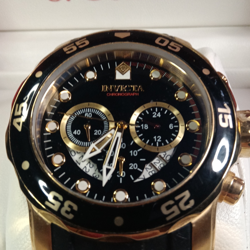 Invicta Gold and Black Chronograph Watch